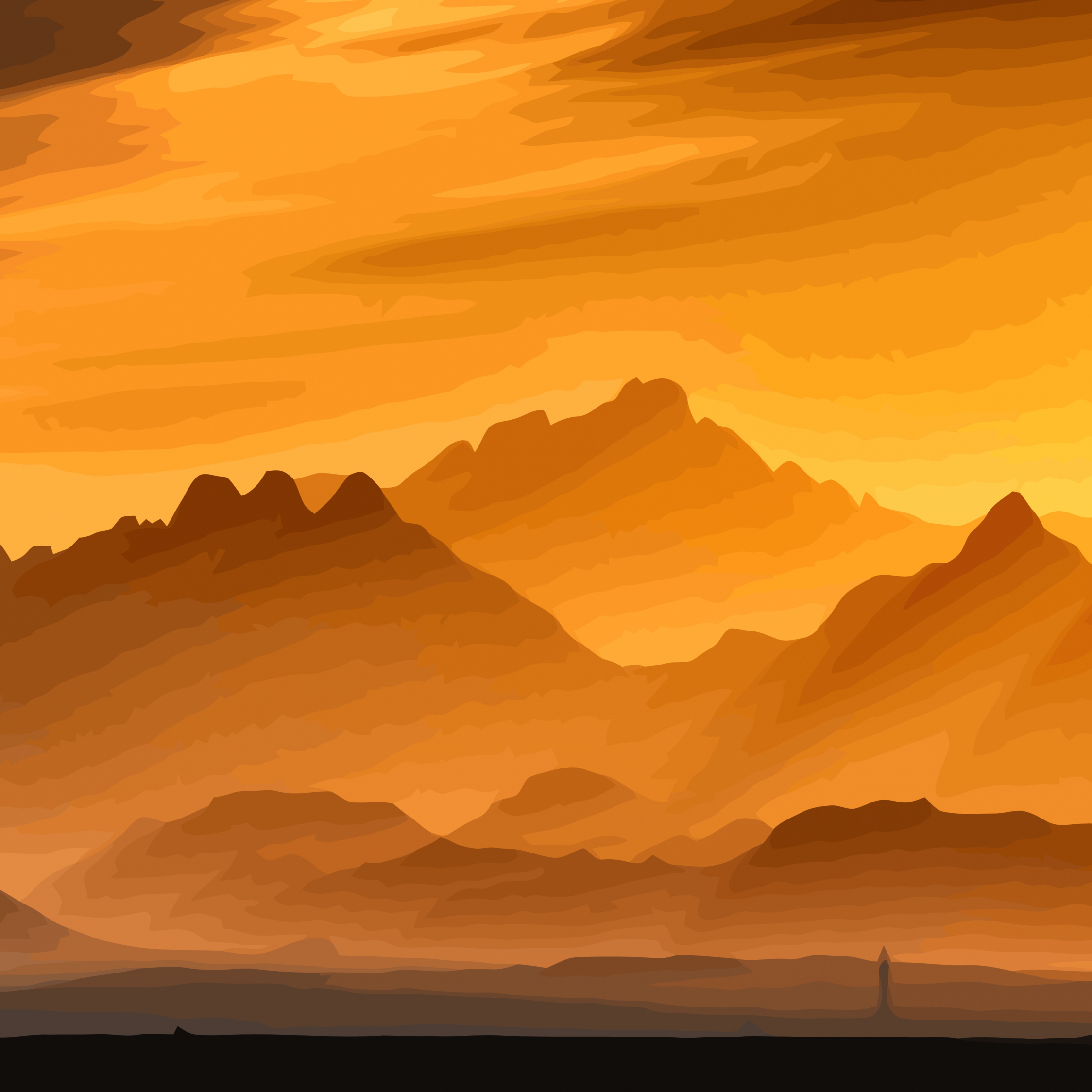 Download Wallpaper 2248x2248 Digital Art Sunset Mountains Landscape