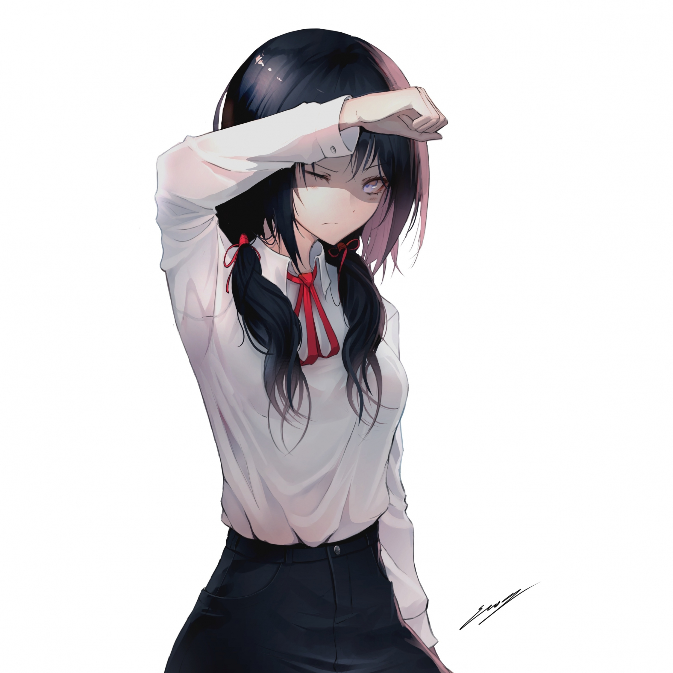 Девушка аниме высокая с черными волосами