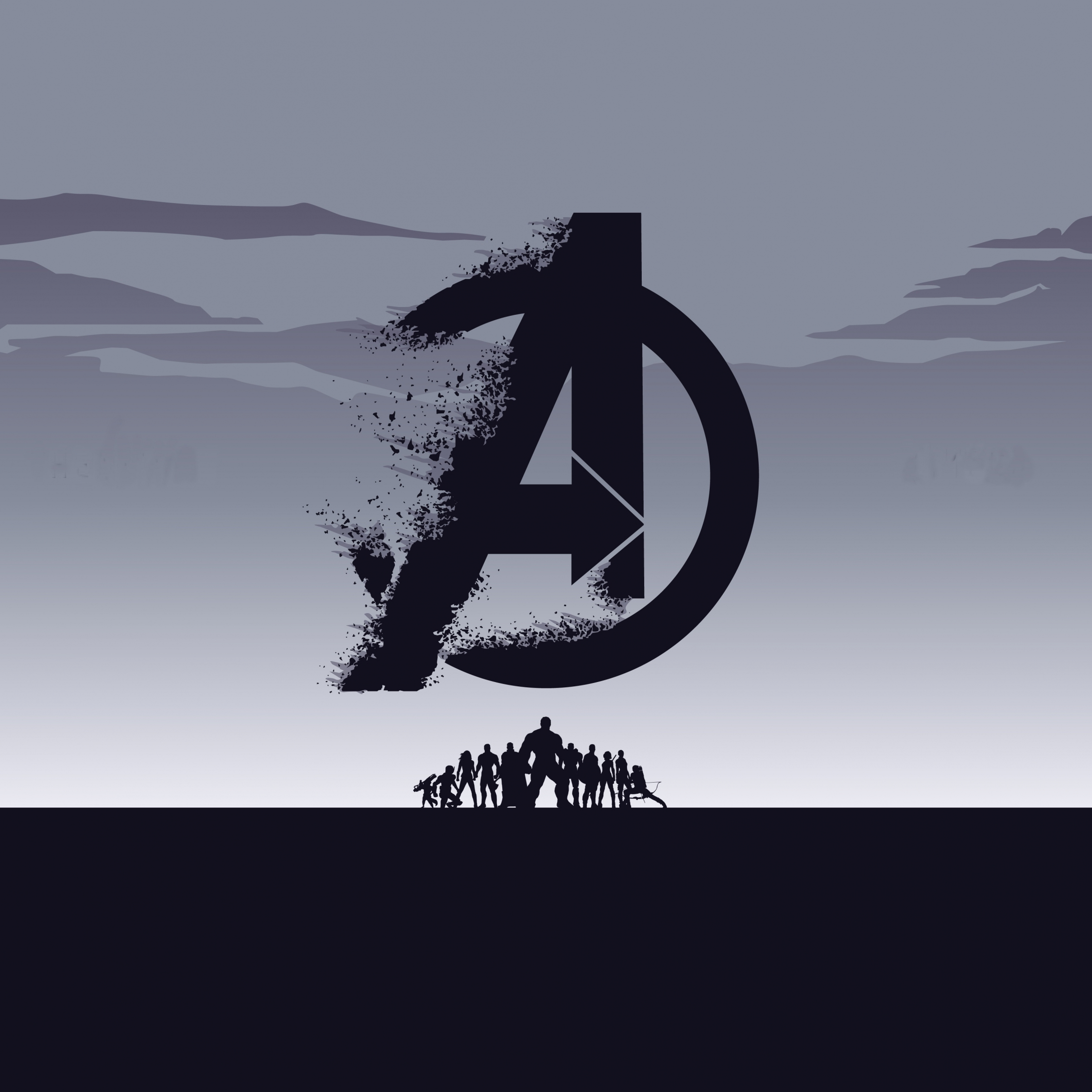 2019 movie, Avengers: Endgame, minimal, silhouette, art, 2248x2248 wallpaper