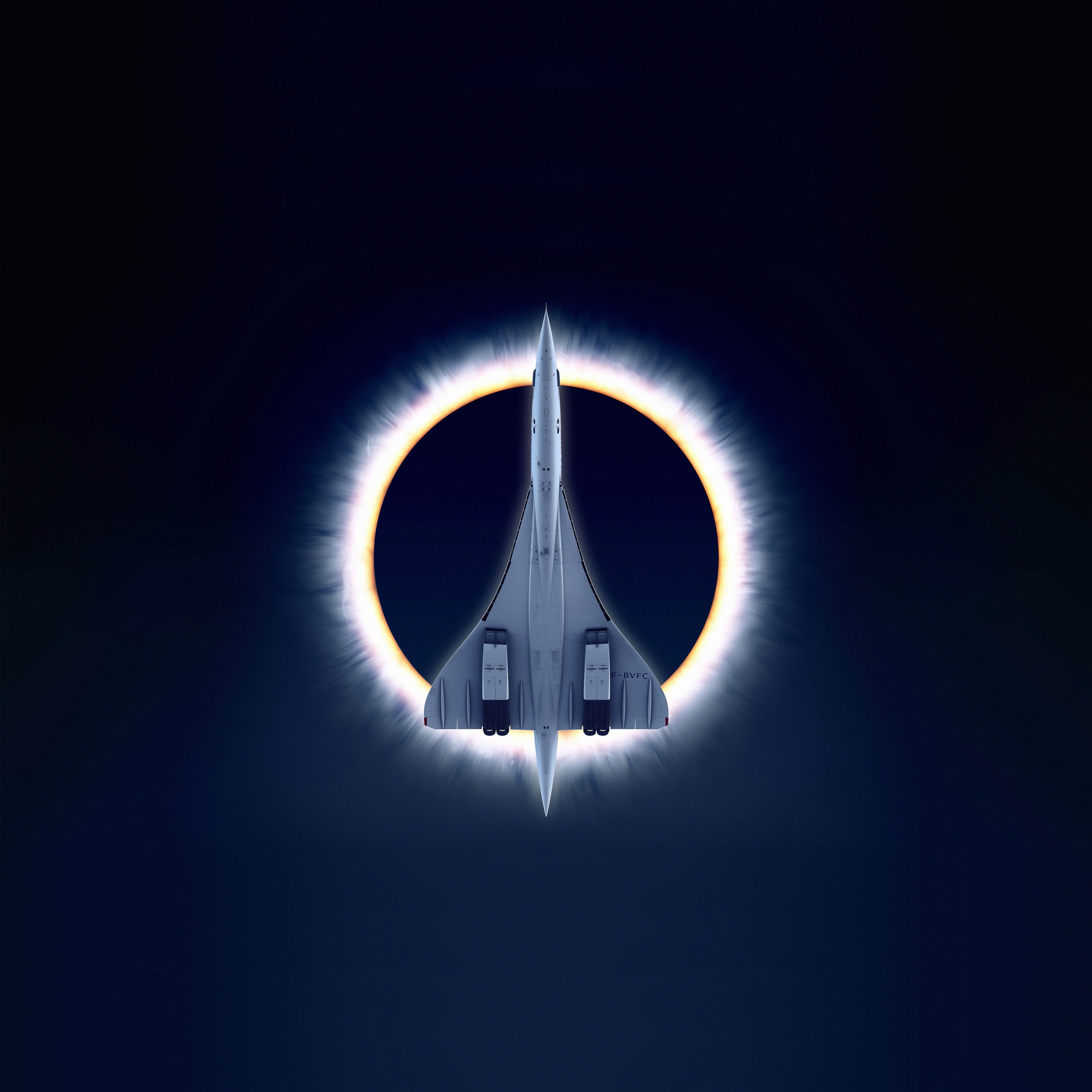Concorde Carre, eclipse, airplane, moon, aircraft, 2248x2248 wallpaper