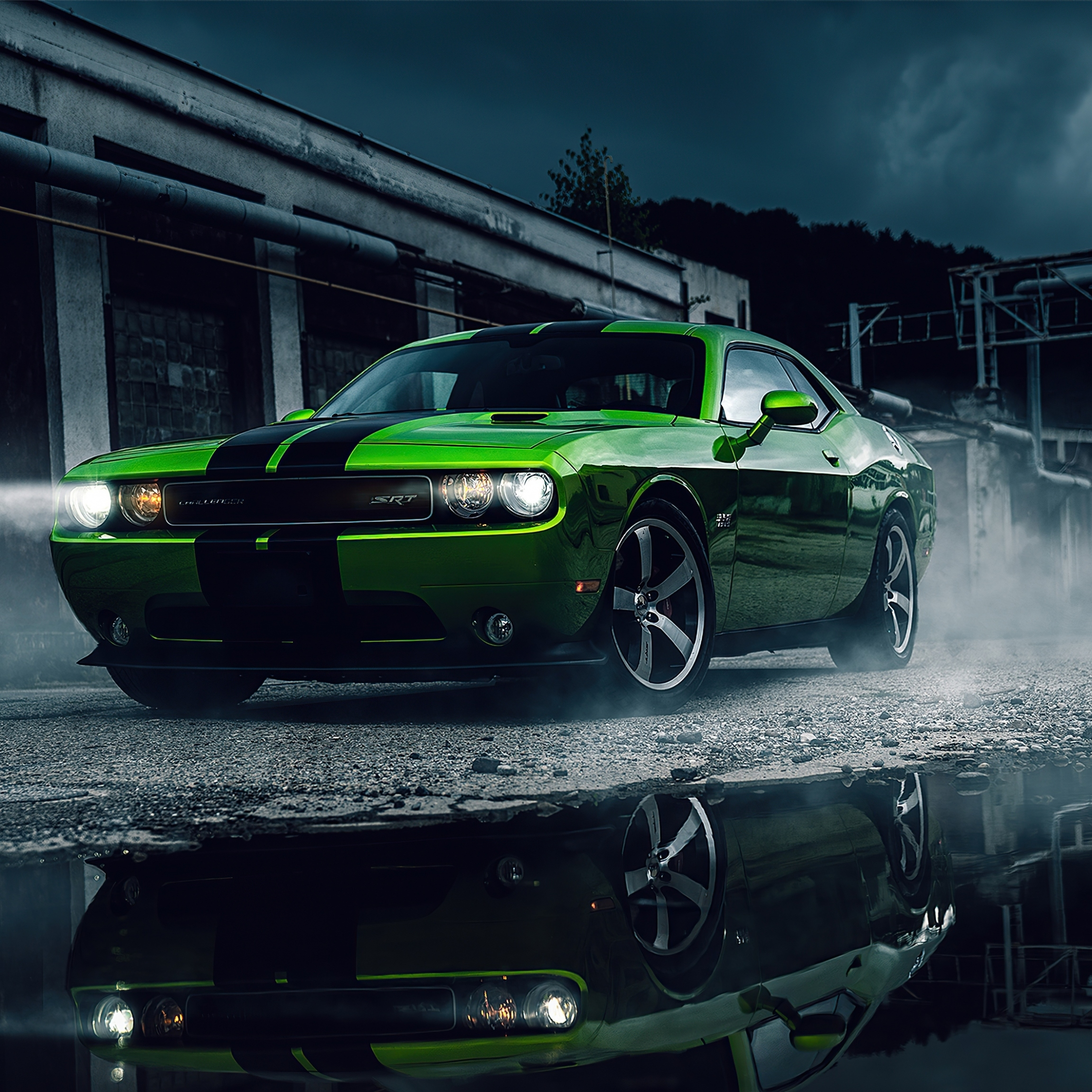 Green Dodge Challenger, muscle car, 2020, 2248x2248 wallpaper