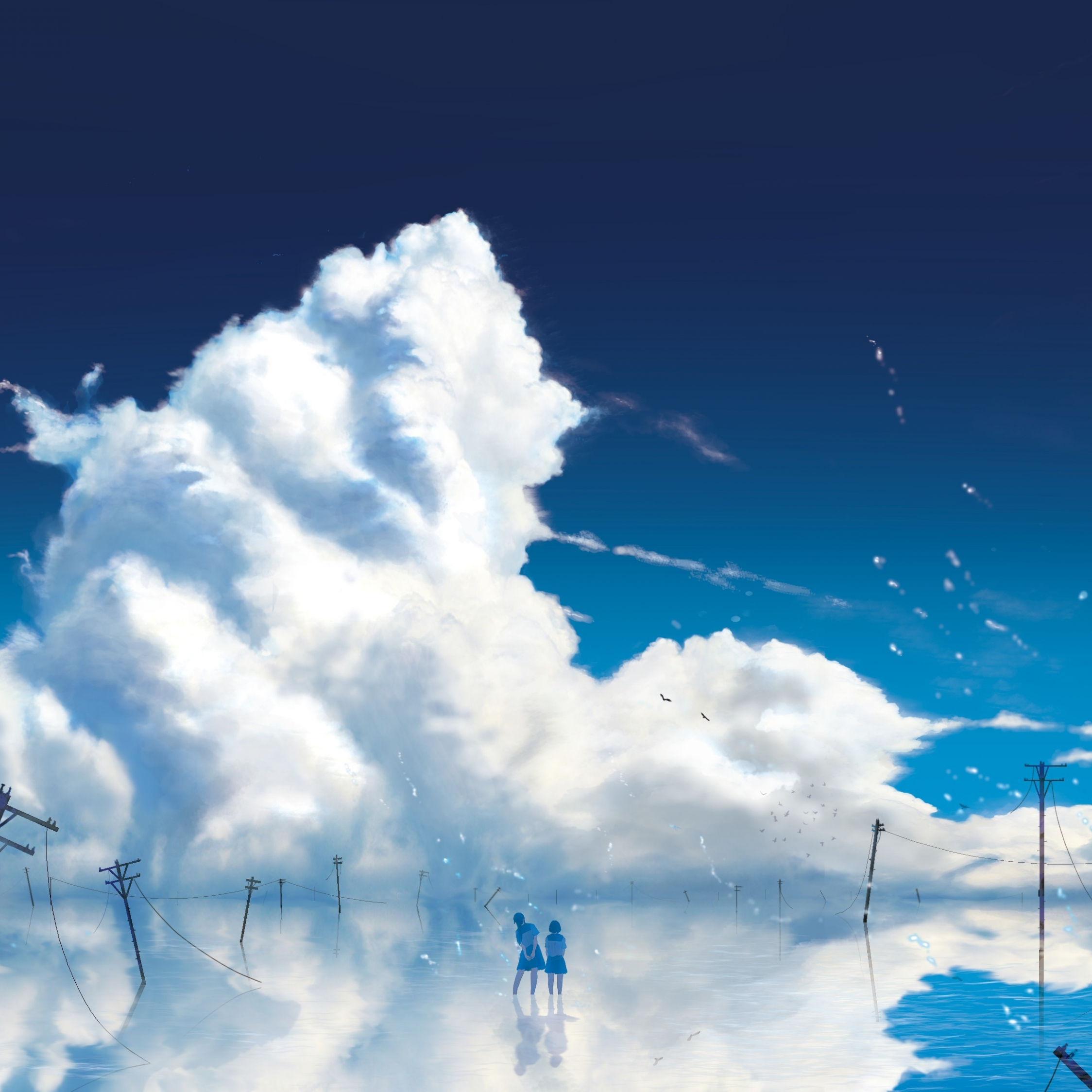 Download 2248x2248 Wallpaper Anime Girls Outdoor Clouds Ipad