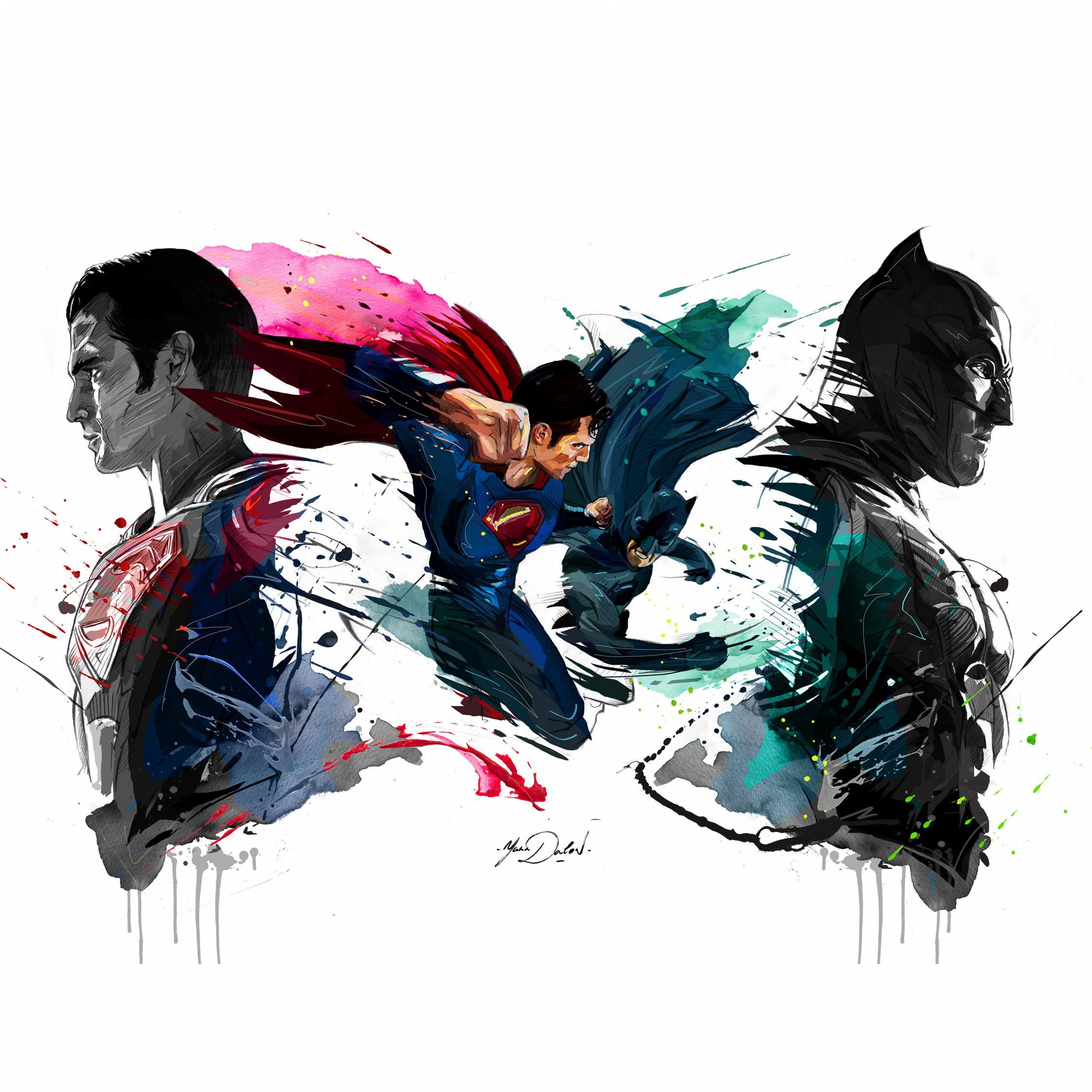 Batman vs superman, 4k, sketch artwork, 2248x2248 wallpaper