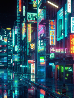 Download wallpaper 240x320 cyberpunk, city, buildings, art, old mobile,  cell phone, smartphone, 240x320 hd image background, 25488