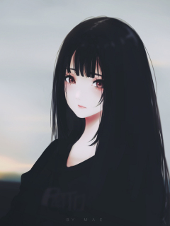 2160x1620px, free download, HD wallpaper: anime girls, face, dark hair