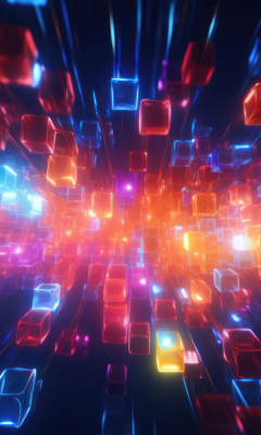Abstract, lights cubes, colorful, 240x400 wallpaper