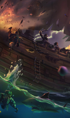 Sea of thieves, ship, pirates, video game, 240x400 wallpaper