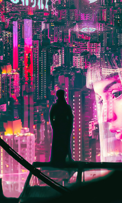 The Night Begin, Ghost in The Shell, art, 240x400 wallpaper