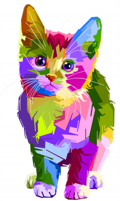 Colorful, kitten, art, cat, 240x400 wallpaper