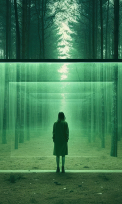 Download wallpaper 240x400 portal in forest, girl, trees, fantasy, old ...