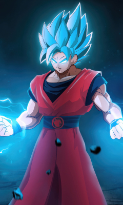 Goku with lightening powers, blue, anime, 240x400 wallpaper