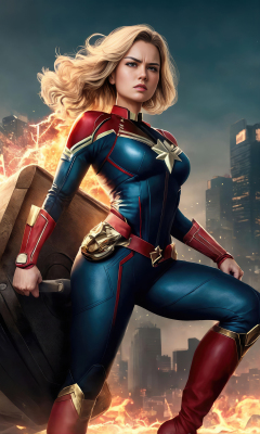 Download wallpaper 240x400 marvel's captain marvel, beautiful superhero ...