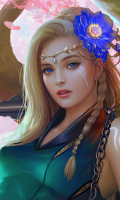 Fantasy girl, warrior, beauty with sword, 240x400 wallpaper