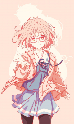 Short hair, Mirai Kuriyama, anime girl, minimal, glasses, 240x400 wallpaper