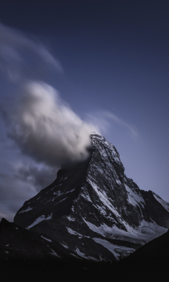 Download wallpaper 240x400 matterhorn, mountain, cloud at peak, old ...
