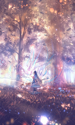 Download wallpaper 240x400 forest, anime girl, outdoor, old mobile ...