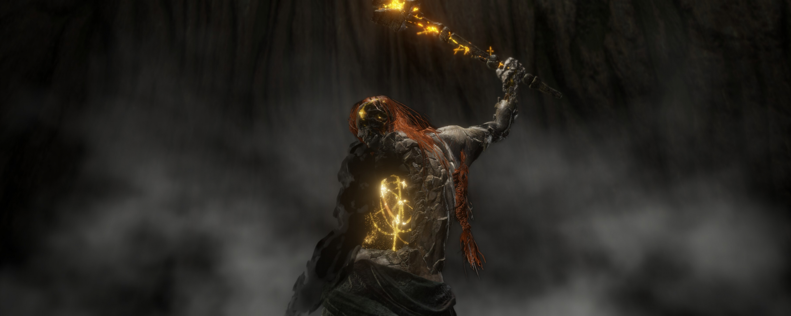 Warrior fire, Elden Ring, game, 2560x1024 wallpaper