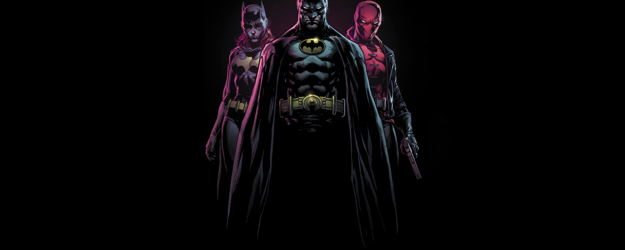 Bat-family, superhero, 2560x1024 wallpaper