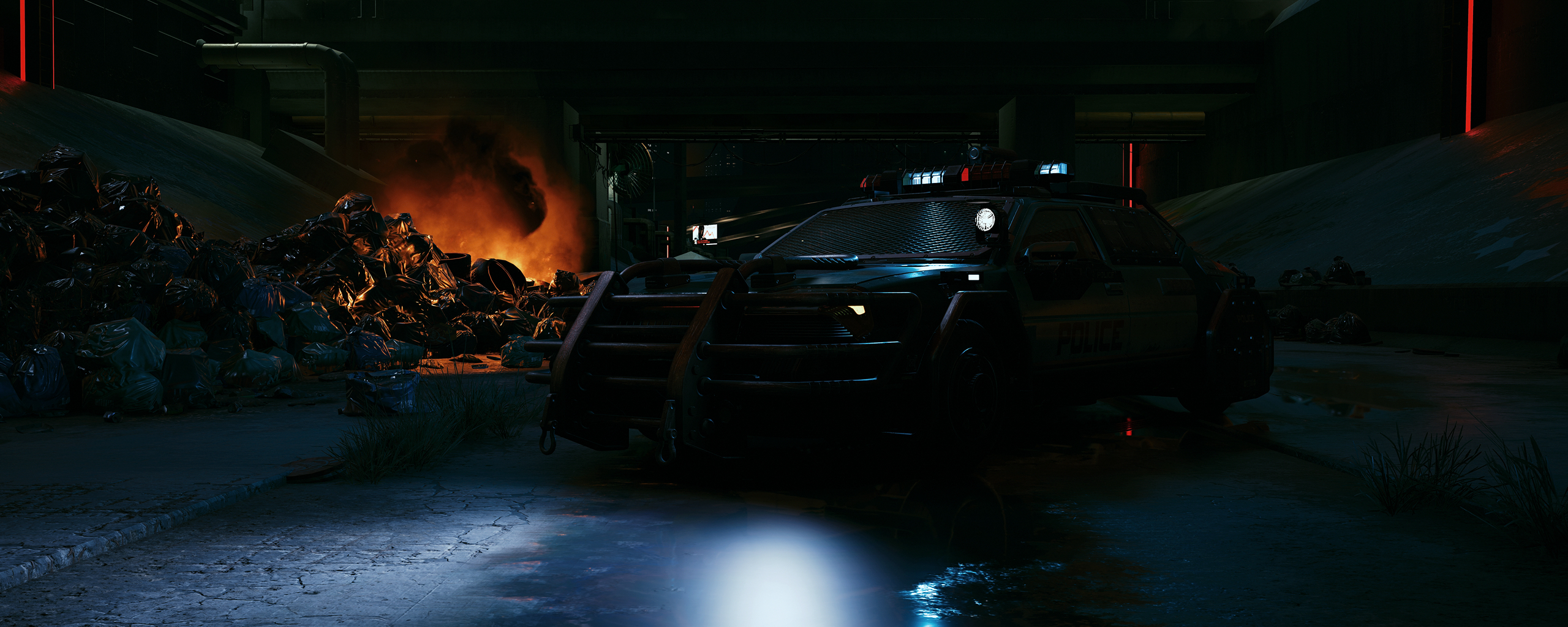 Car, video game, 2021, dark, Cyberpunk 2077, 2560x1024 wallpaper