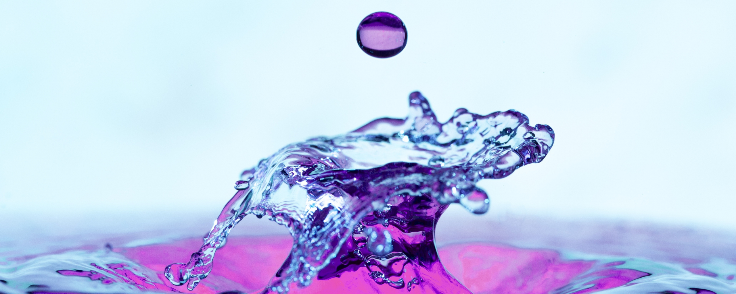 Download wallpaper 2560x1024 violet-transparent, liquid splash, close ...