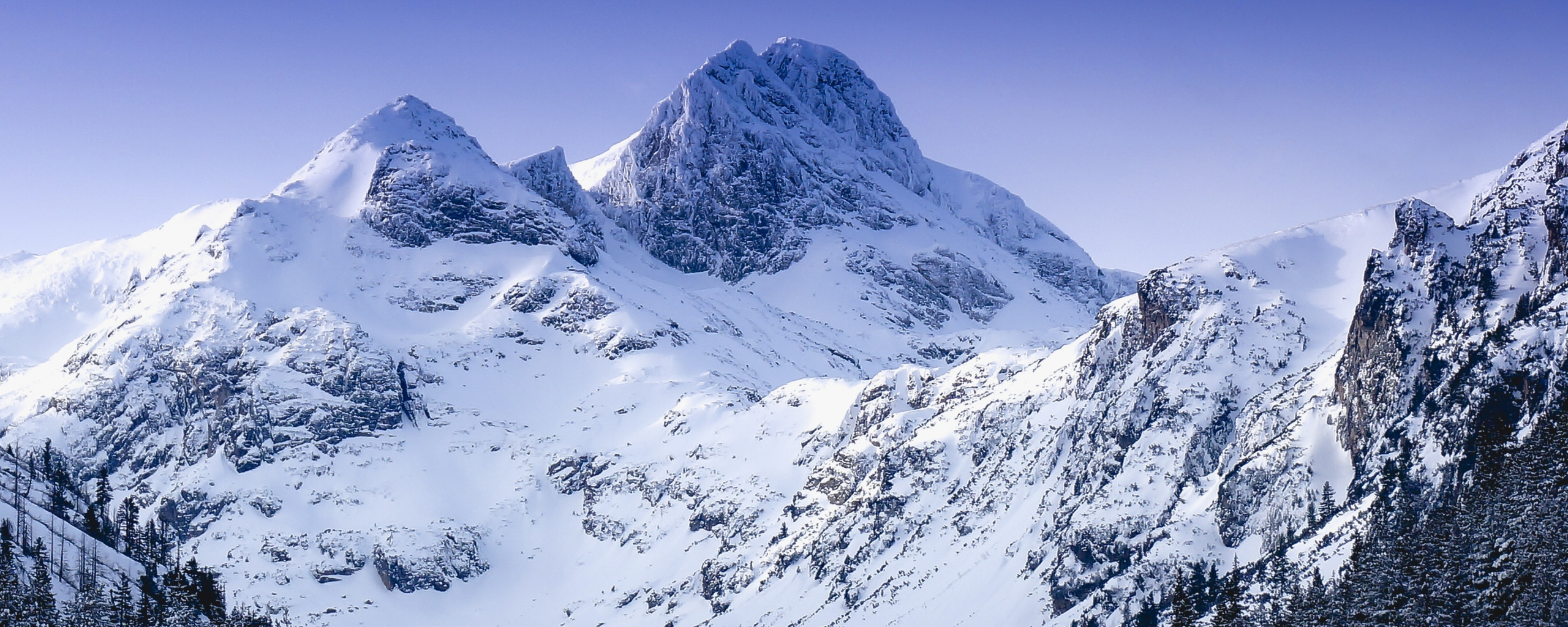 Winter, glacier, mountain, nature, 2560x1024 wallpaper