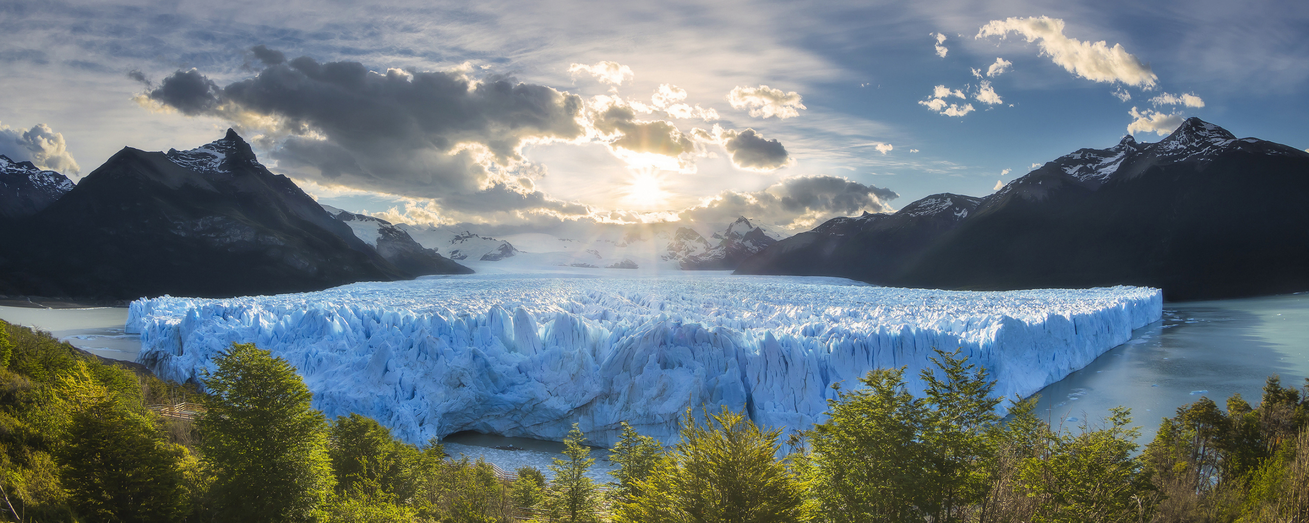 Iceberg, glacier lake, nature, 2560x1024 wallpaper