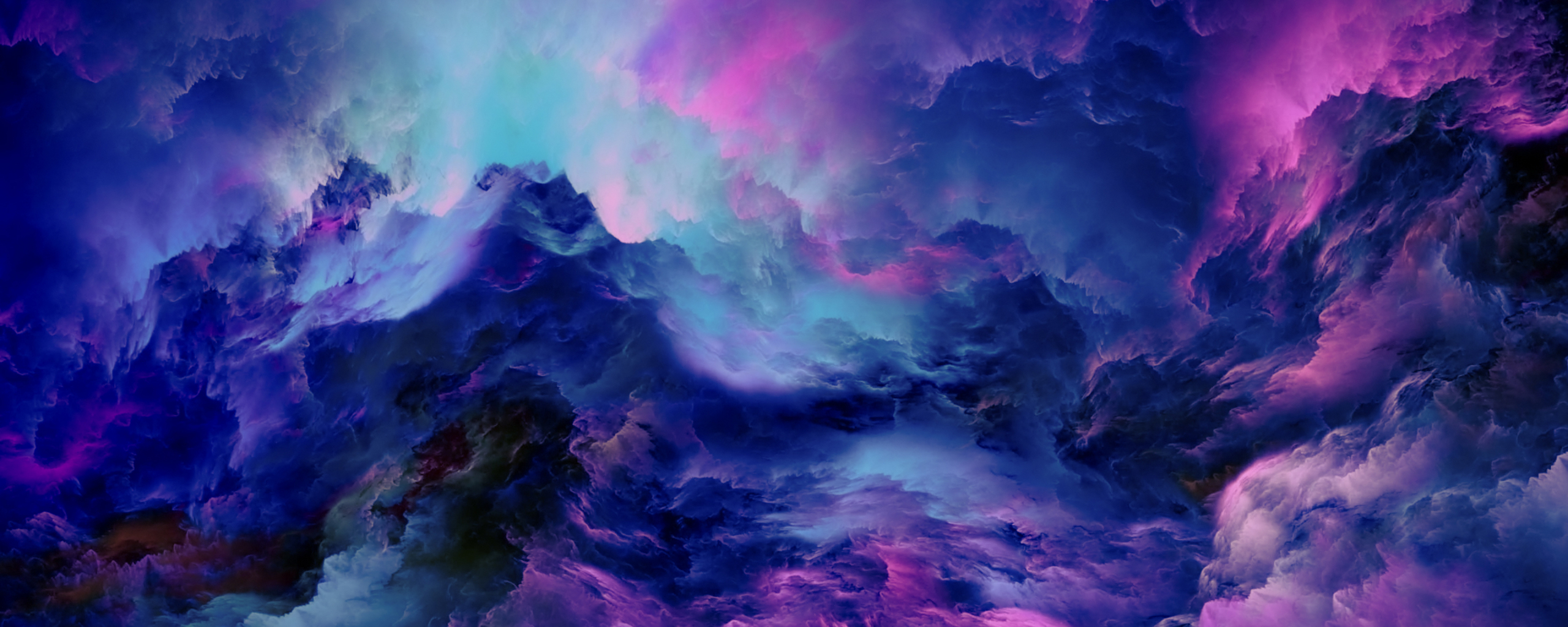 Download 2560x1024 wallpaper colorful clouds, abstract, blue-pinkish, dual wide, wide 21:9