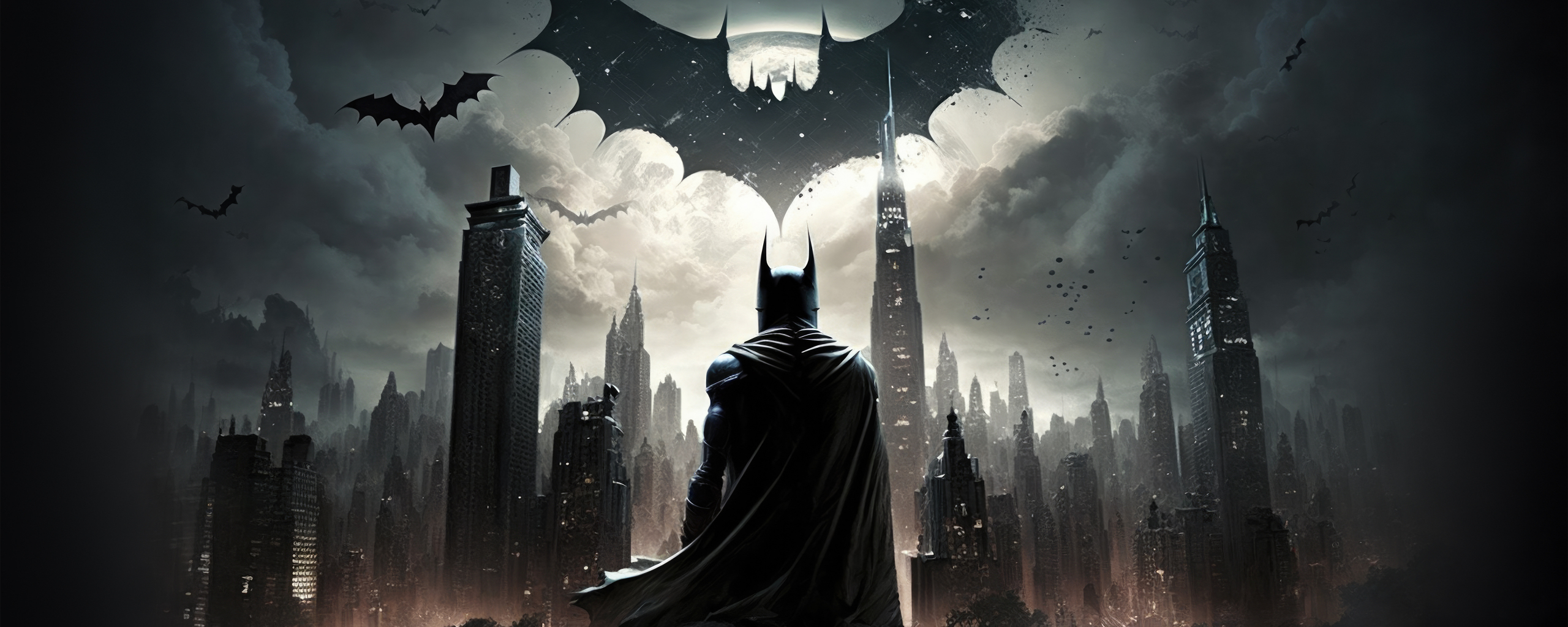 Download wallpaper 2560x1024 batman gotham, game, dark night, buildings,  2023, dual wide 21:9 2560x1024 hd background, 29423