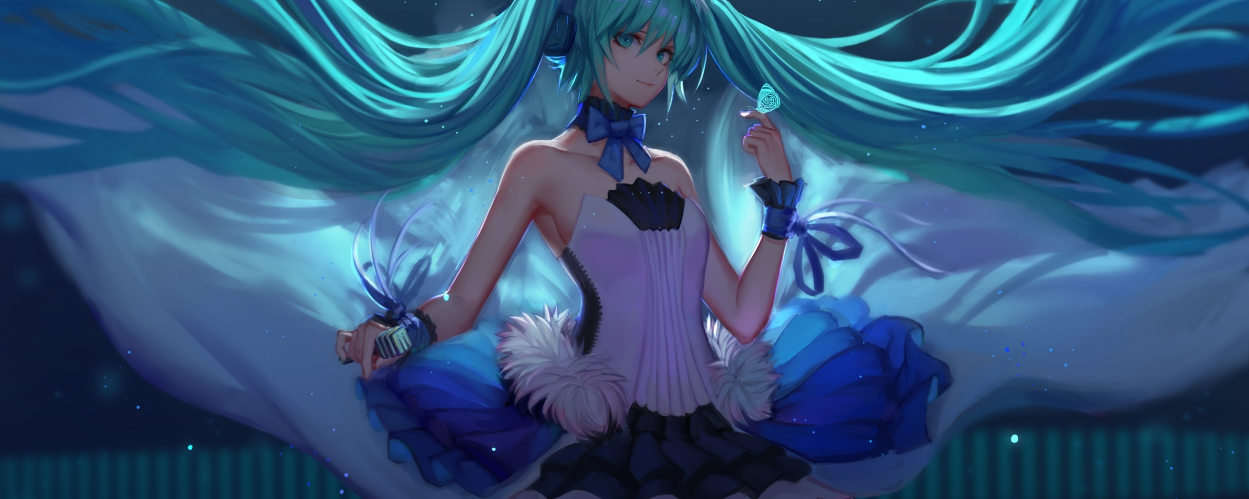 Download wallpaper 2560x1024 beautiful, blue, long hair, hatsune miku ...