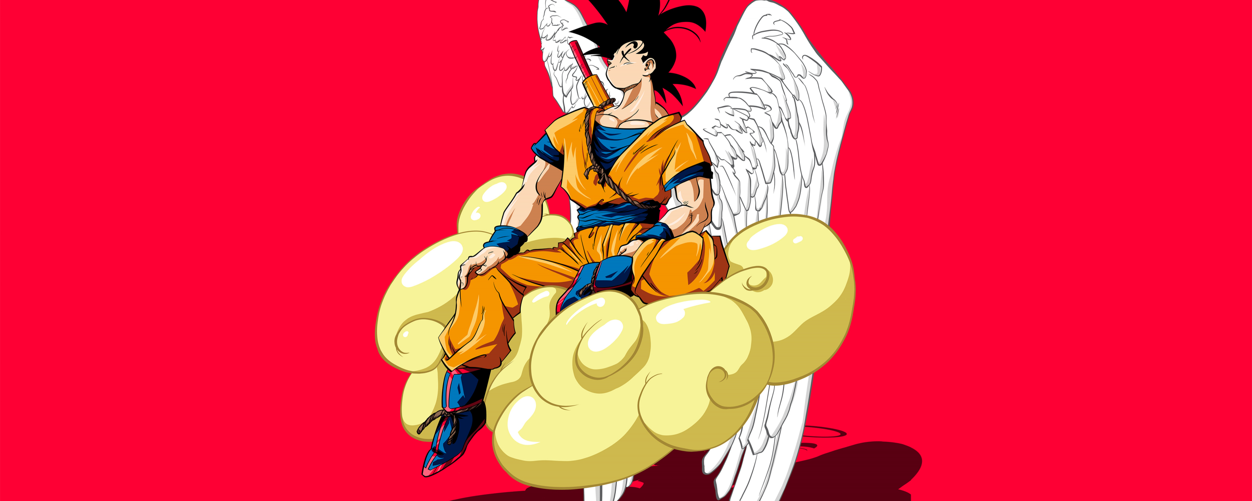 Angel son Goku, dragon ball, anime, fan art, 2560x1024 wallpaper