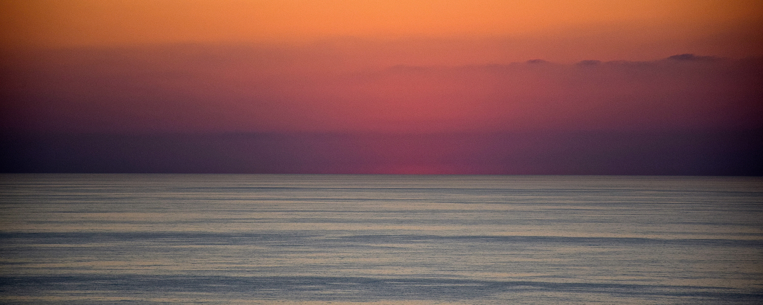Sea, calm, sunset, body of water, blur, 2560x1024 wallpaper