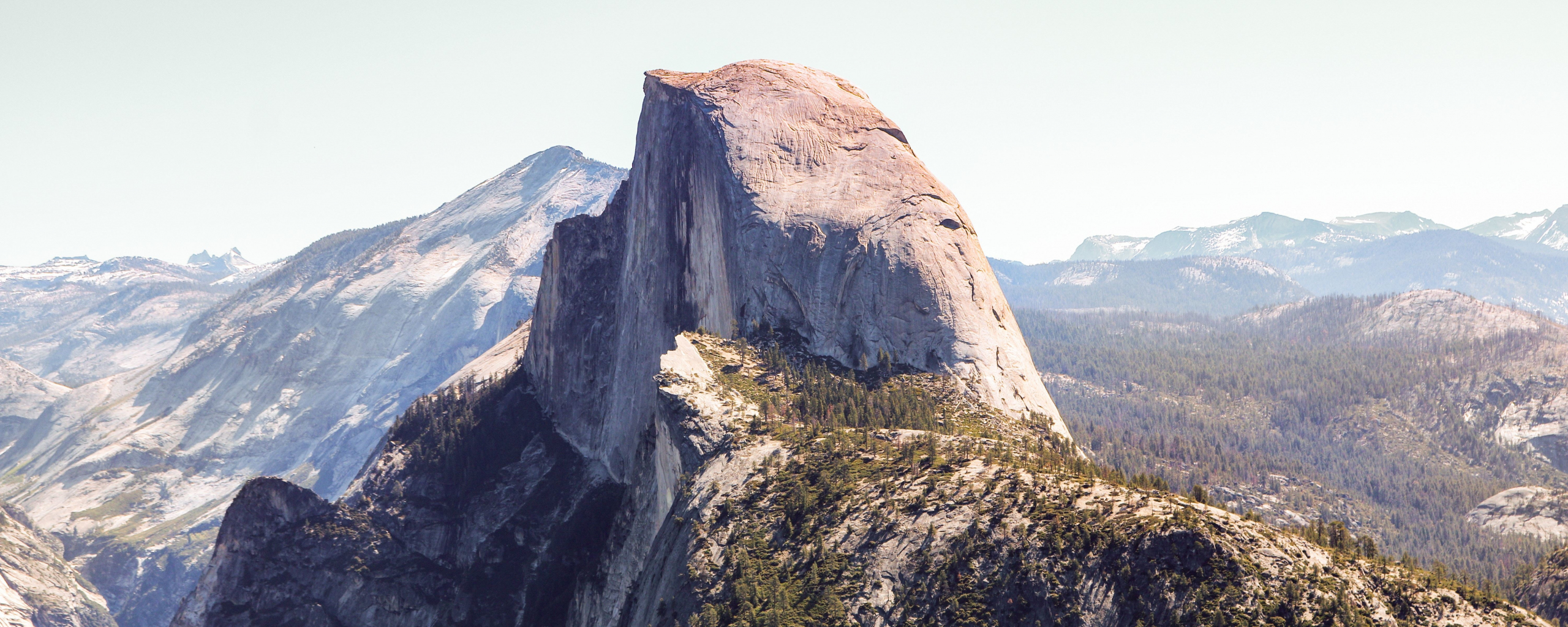 Half Dome, Yosemite valley, national park, nature, 2560x1024 wallpaper