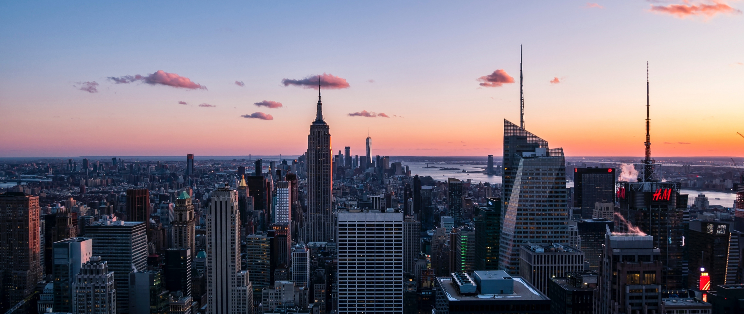 Download wallpaper 2560x1080 cityscape, evening, buildings, new york ...