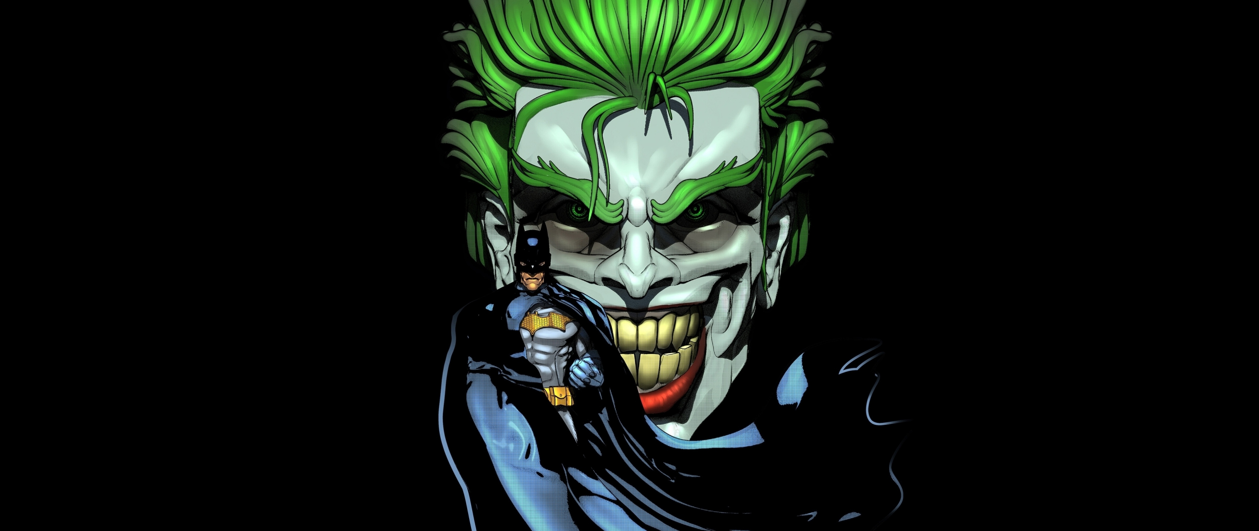 Download Wallpaper 2560x1080 Joker And Batman, Dc Comic, Artwork, Dual