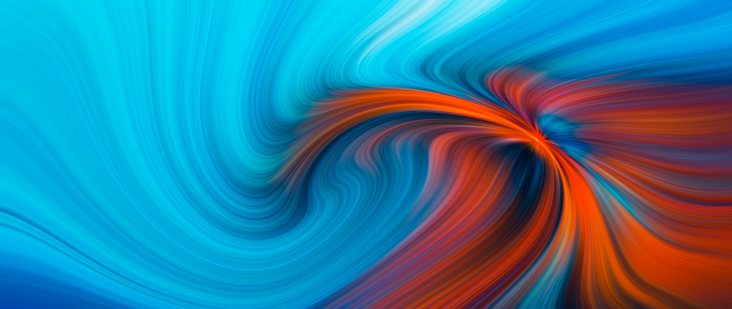Blue orange swirl, pattern, abstraction, 2560x1080 wallpaper