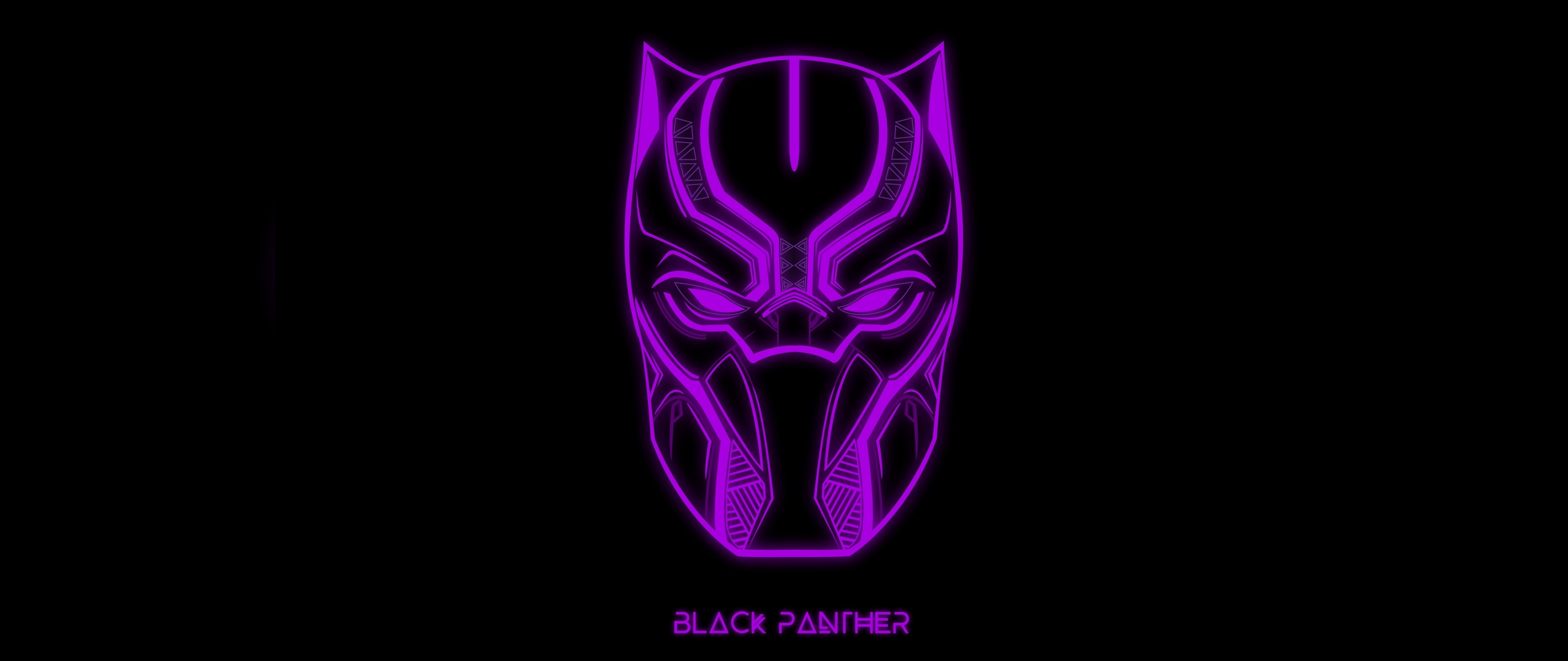 Download 2560x1080 wallpaper  black  panther  glowing mask  