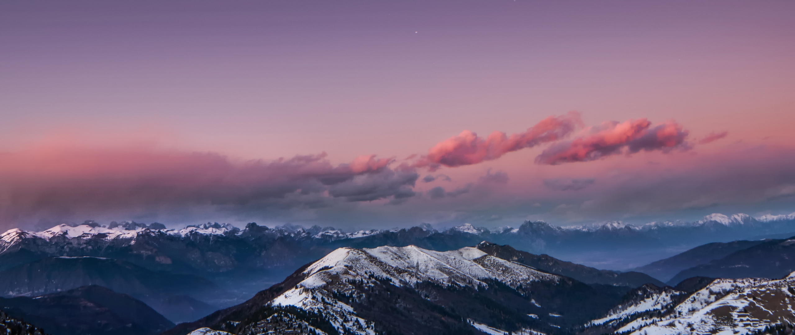 Download wallpaper 2560x1080 mountains, snow, glacier, sunset ...