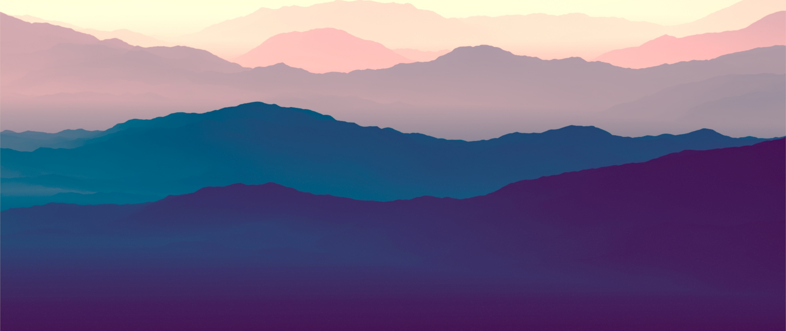Download 2560x1080 Wallpaper Mountains Landscape Purple Sunset