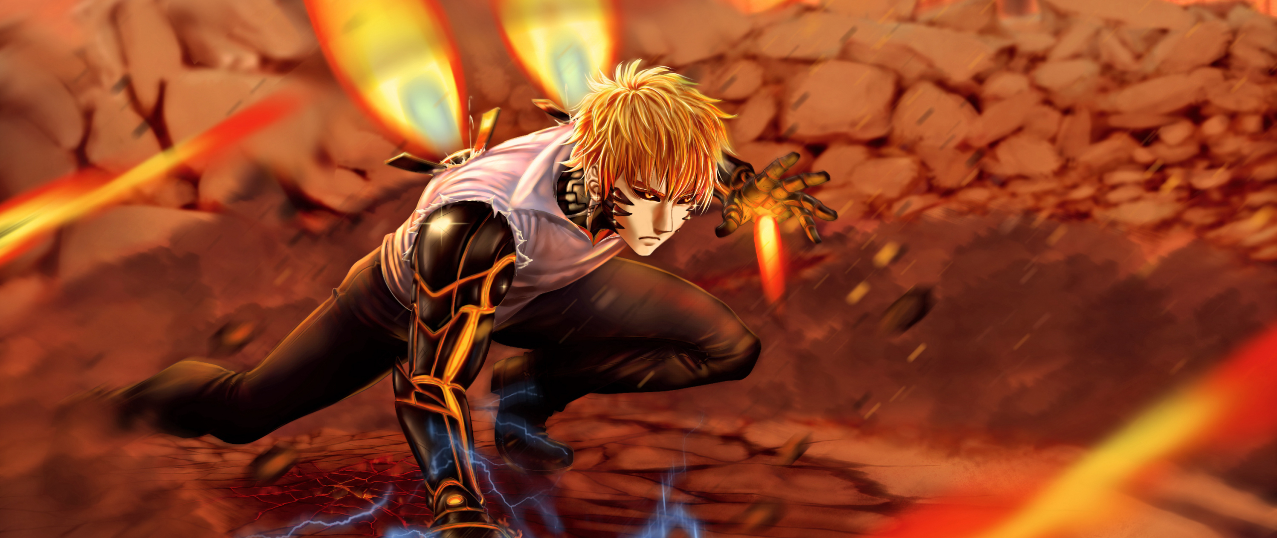 Download wallpaper 2560x1080 blonde, genos, one-punch man, dual wide  2560x1080 hd background, 21380