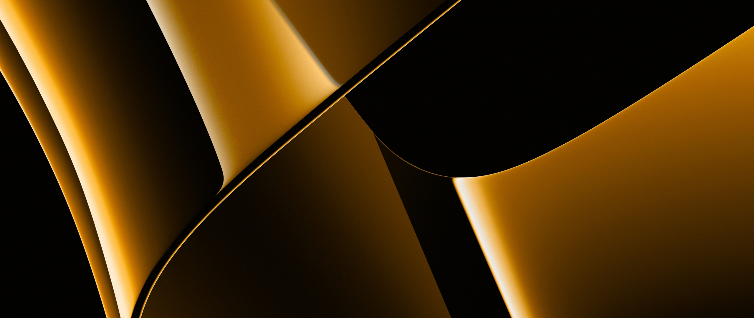 Golden surface, abstract, shapes, 2560x1080 wallpaper