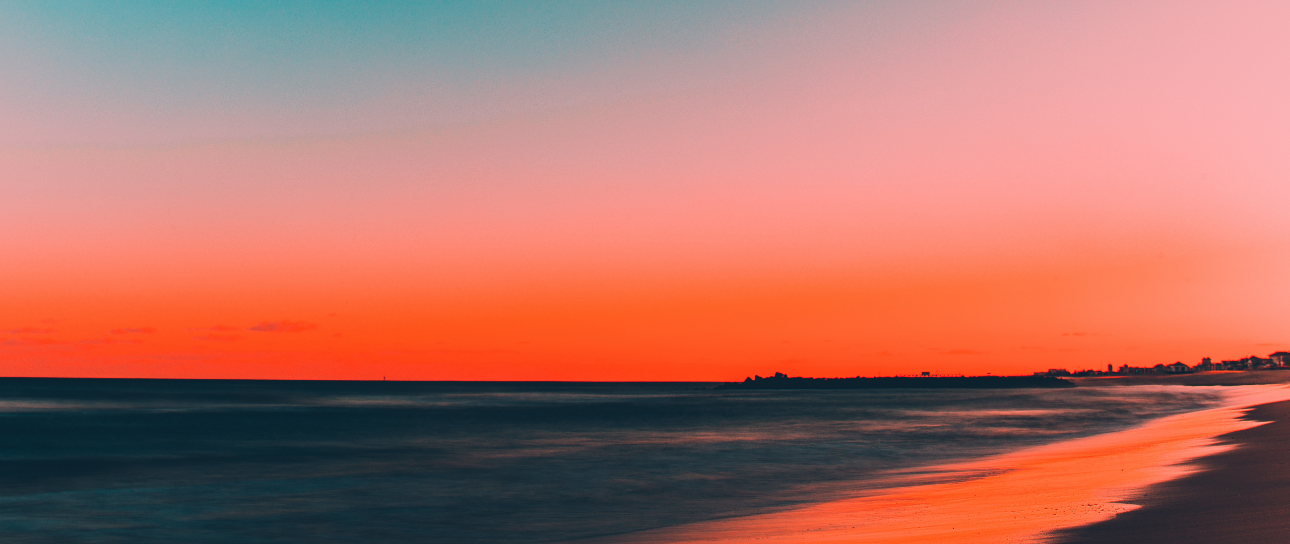 Download beach, clean sky, skyline, sunset 2560x1080 wallpaper, dual ...