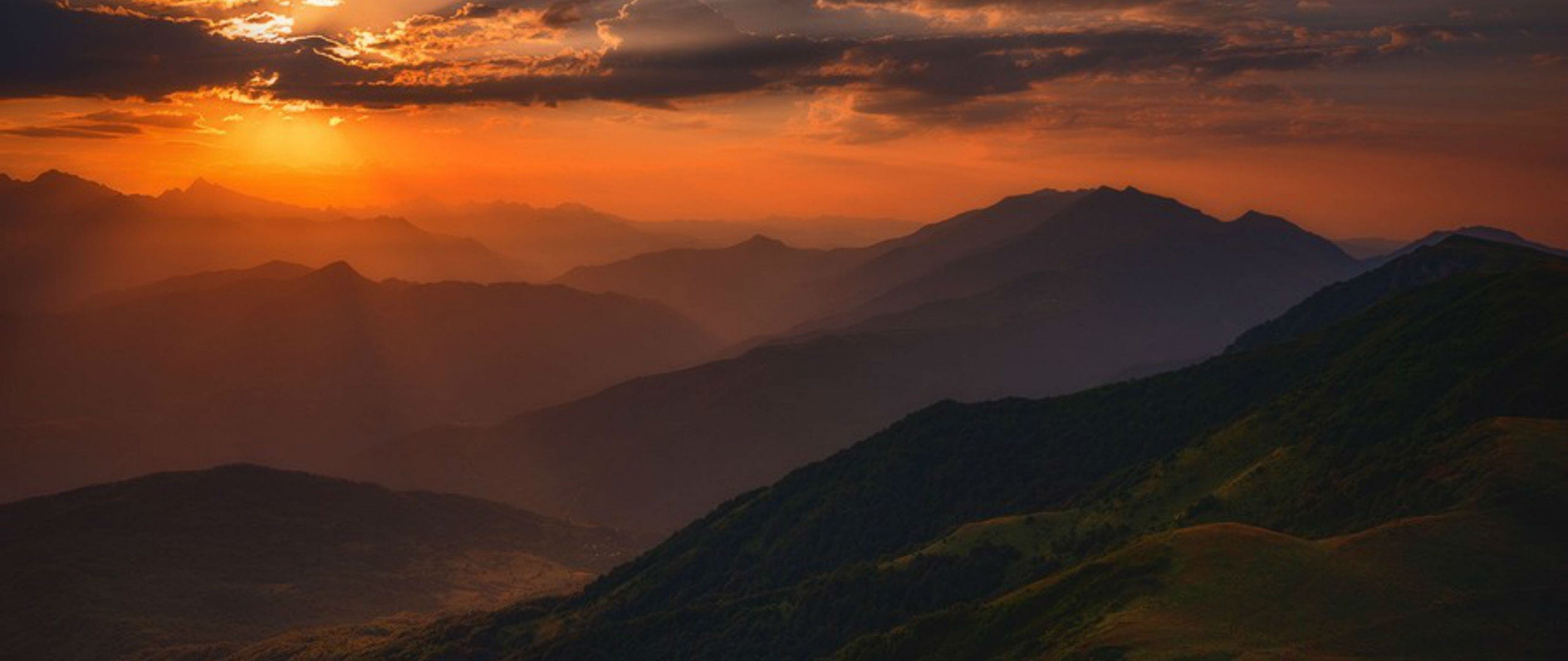 Download wallpaper 2560x1080 nature, mountains, horizon, clouds, sunset ...