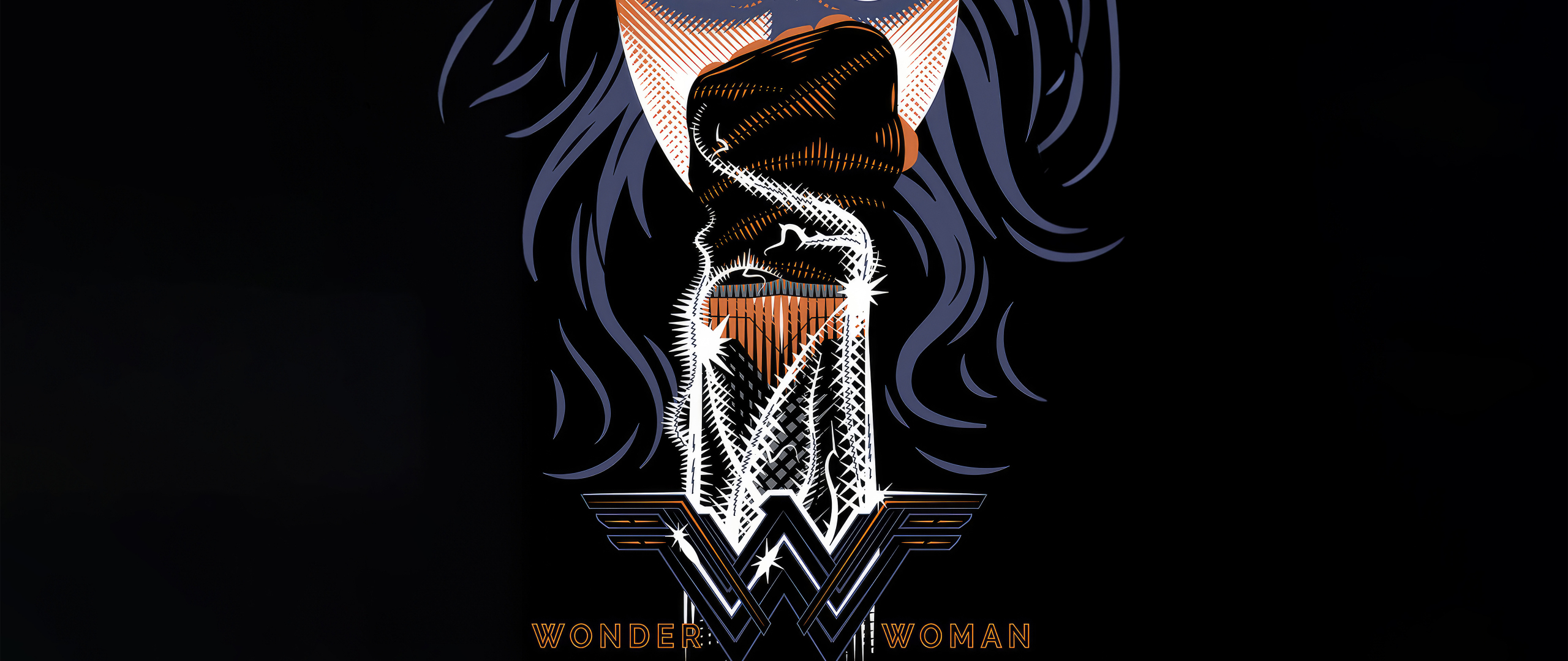 Wonder Woman's fist, minimal, dark, 2560x1080 wallpaper