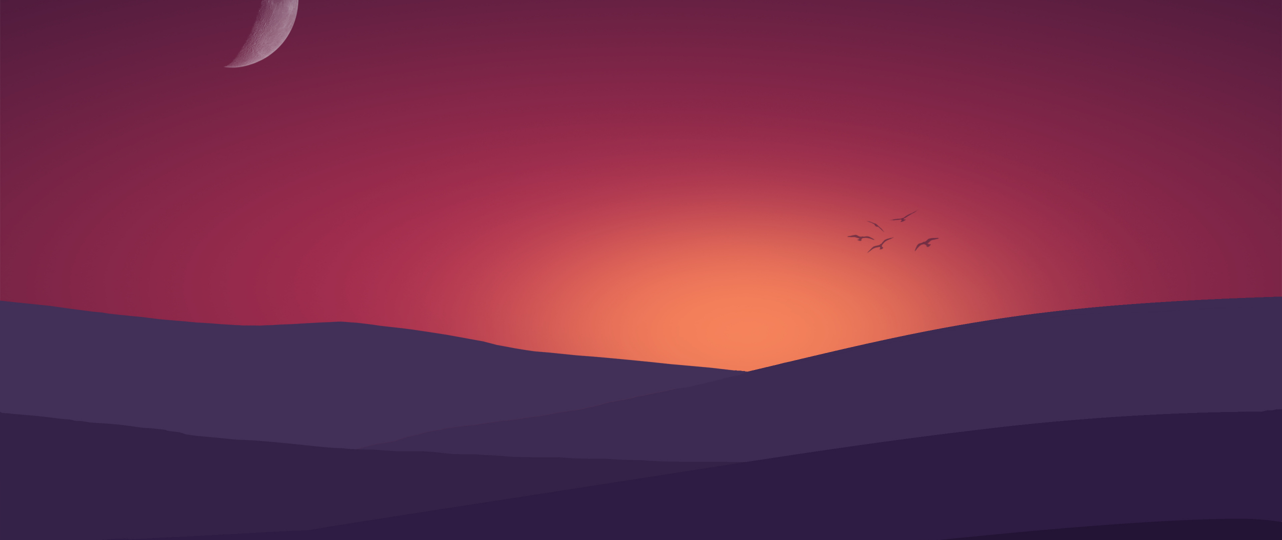 Download wallpaper 2560x1080 sunset, nature, minimal, sky, dual wide ...