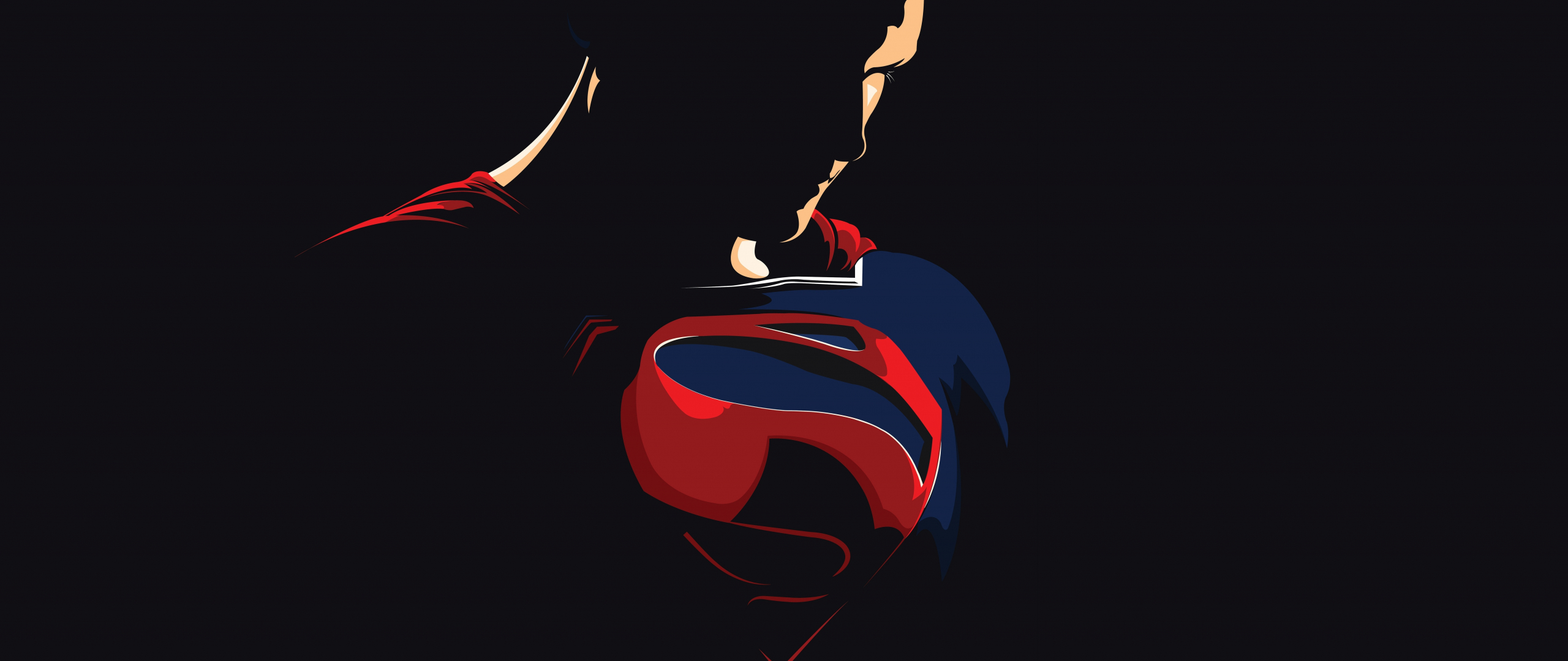 Superman, justice league, minimal and dark, dc comics, 2560x1080 wallpaper