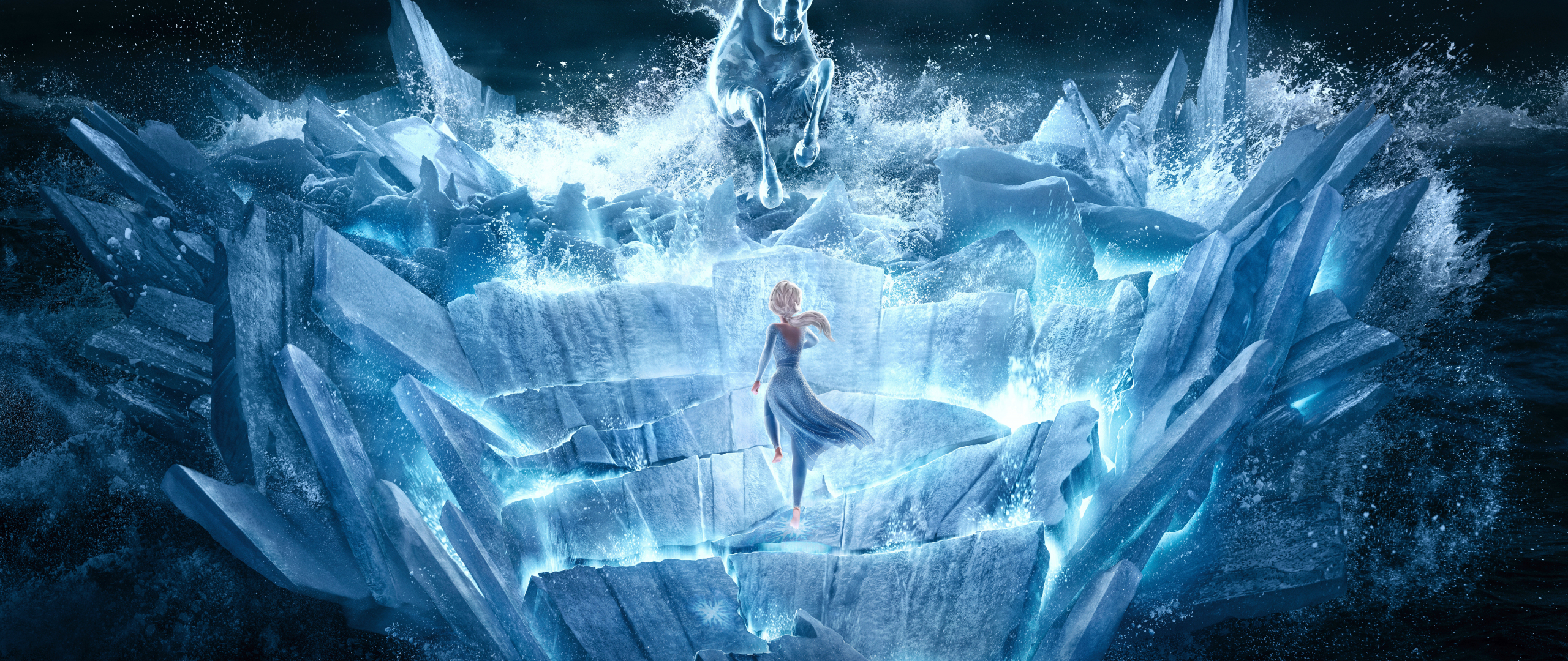 Frozen movie, snow horse, sea ride, 2560x1080 wallpaper