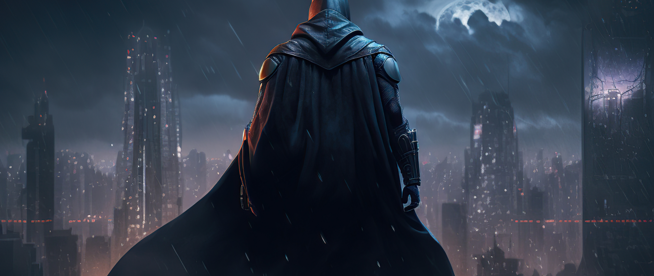 Download Wallpaper 2560x1080 Bold Knight, Batman, Comic Art, Dual Wide