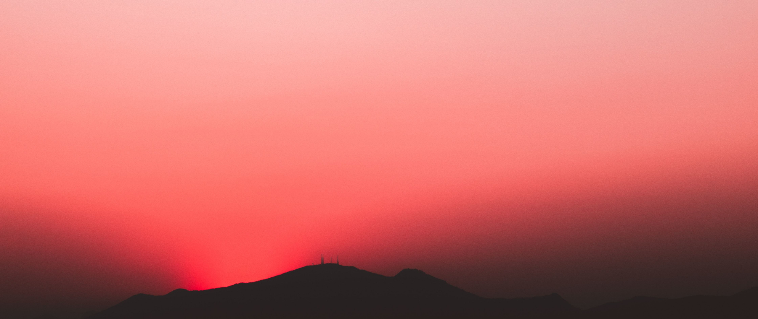 Download wallpaper 2560x1080 sunset, red sky, sunset, nature, hill ...