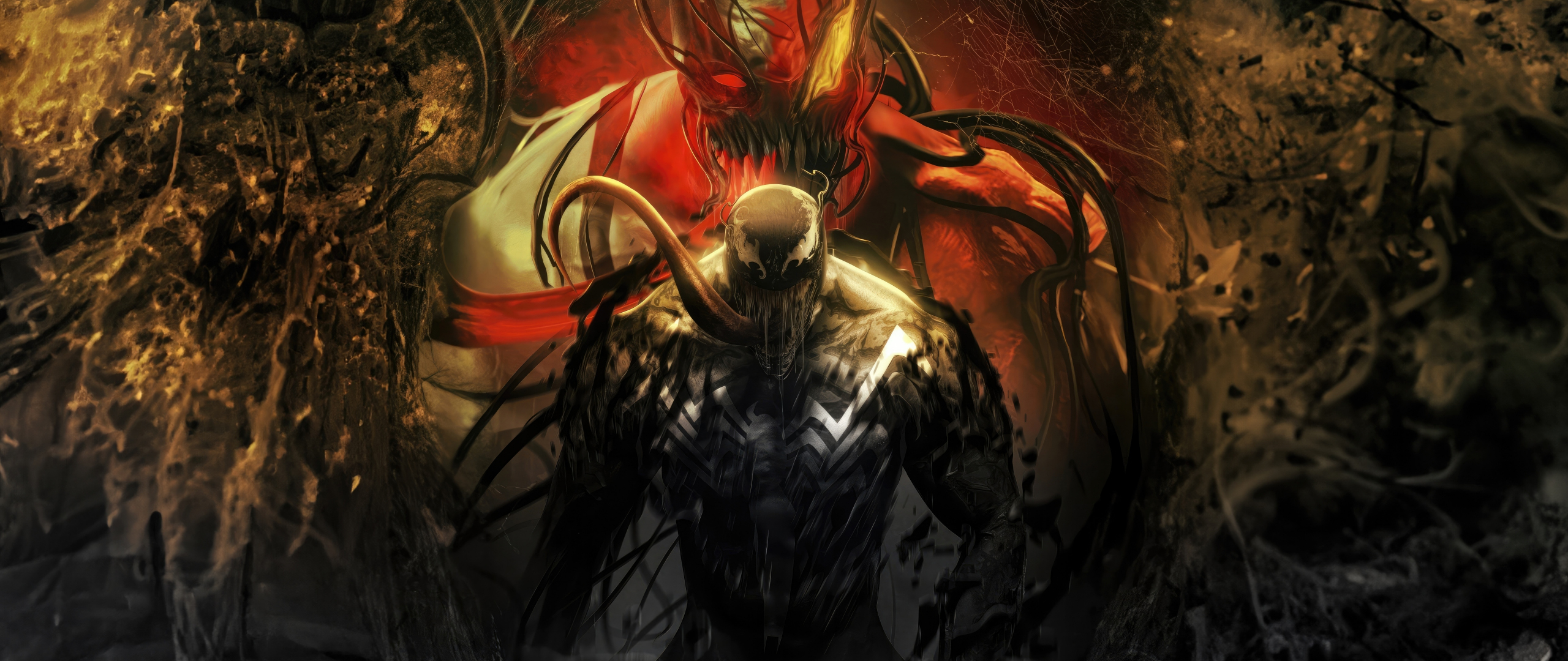 Venom, dark and Cold carnage, villain war, 2560x1080 wallpaper