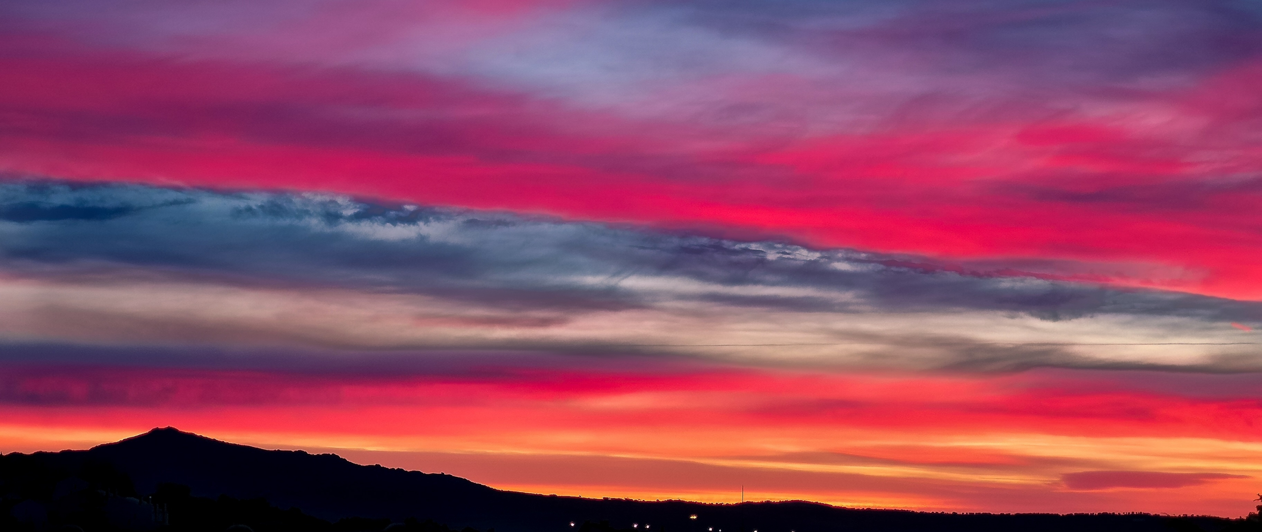 Download Wallpaper 2560x1080 Pink, Orange Sky, Sunset, Nature, Dual 